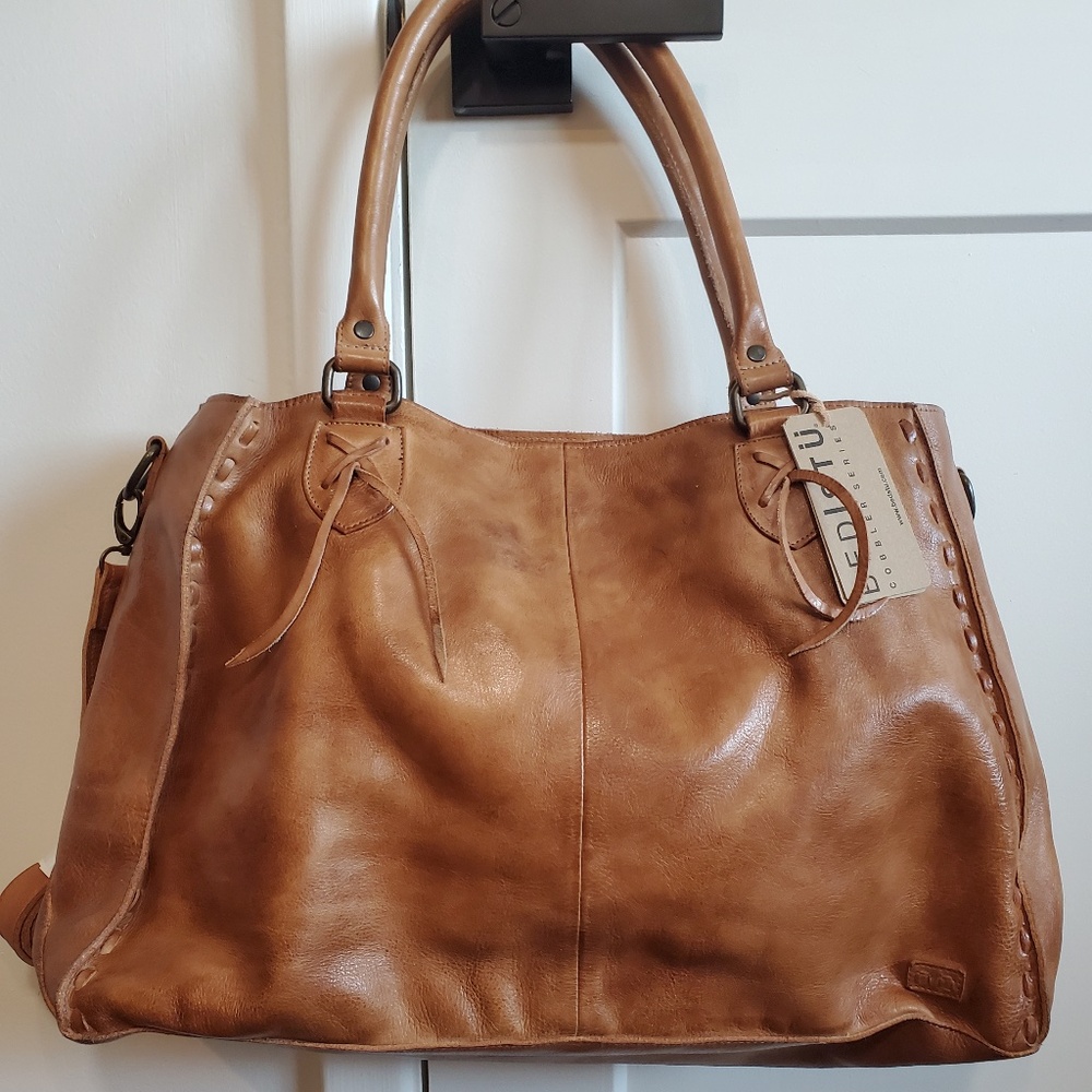 Bed Stu Rockaway Tan Rustic Factory Distressed Shoulder Cross Body Bag